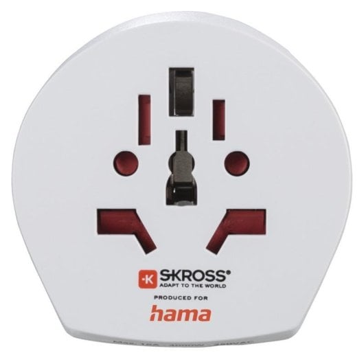 Adaptador de enchufe Hama World Travel Pro Light 2 USB protección sobretensión blanco