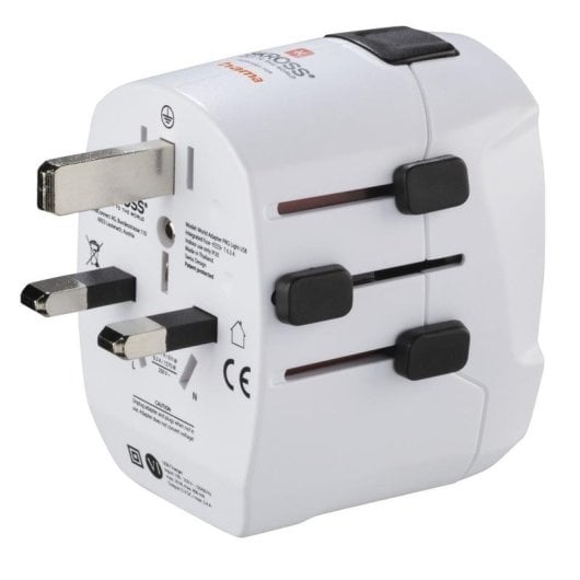 Adaptador de enchufe Hama World Travel Pro Light 2 USB protección sobretensión blanco