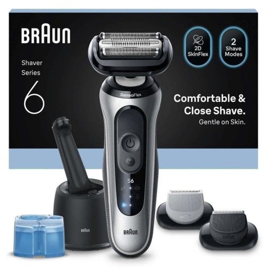 Rasoir Visage Braun Series 6 62-S7650cc Sans Fil 60min Sec et Mouillé 2 Réglages Charge Rapide