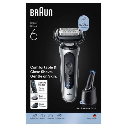 Rasoir Visage Braun Series 6 62-S7650cc Sans Fil 60min Sec et Mouillé 2 Accessoires Charge Rapide