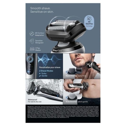 Rasoir Visage Braun Series 6 62-S7650cc Sans Fil 60min Sec et Mouillé 2 Accessoires Charge Rapide