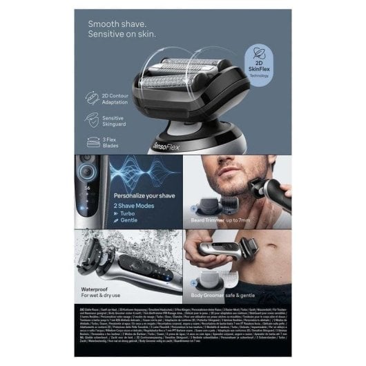 Rasoir Visage Braun Series 6 62-S7650cc Sans Fil 60min Sec et Mouillé 2 Réglages Charge Rapide