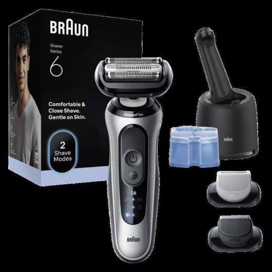 Rasoir Visage Braun Series 6 62-S7650cc Sans Fil 60min Sec et Mouillé 2 Réglages Charge Rapide