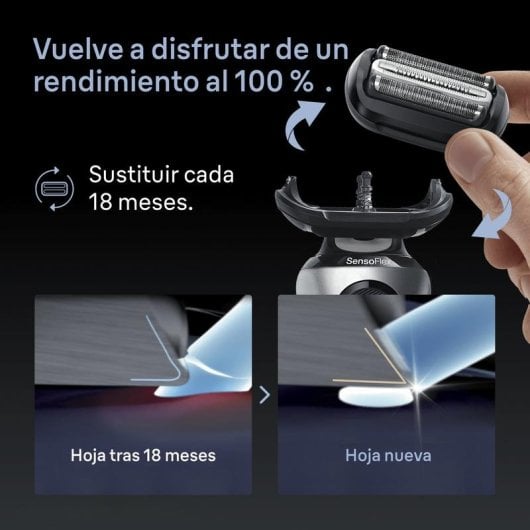 Tête de rasage Braun 74S Noir Acier inoxydable 3 lames pour Series 7