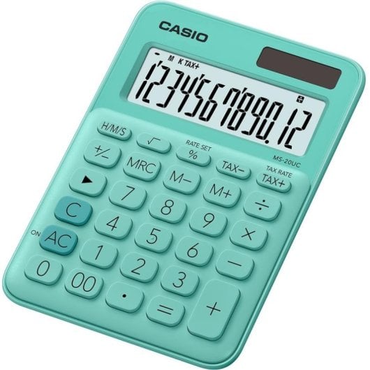 Calculadora Casio MS-20UC-GN Verde 12 dígitos Dual Power Teclas Grandes