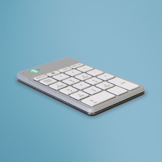 Teclado R-Go Tools Numpad Break Bluetooth ultrafino compacto branco com indicador de pausa