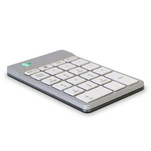 Teclado R-Go Tools Numpad Break Bluetooth ultrafino compacto branco com indicador de pausa