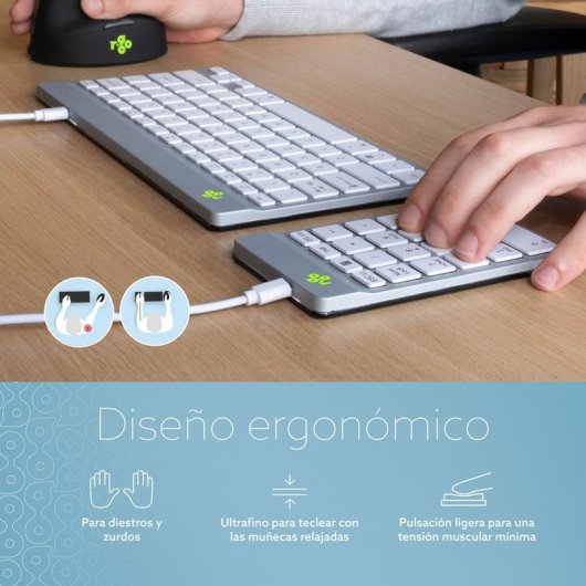 Teclado R-Go Tools Numpad Break compacto USB blanco con software de pausa