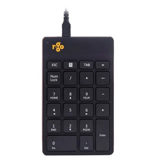 Tastierino numerico R-Go Tools Numpad Break cablato compatto USB ergonomico nero con LED pausa