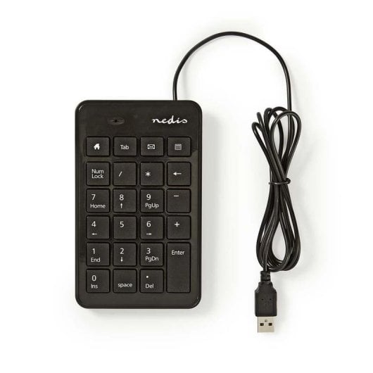 Teclado numérico NEDIS KBNM100BK USB compacto color negro para Windows