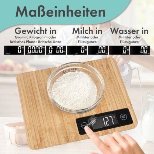 Küchenwaage ProfiCook KW1271 Bambus 5 kg LCD Tara Abschaltautomatik