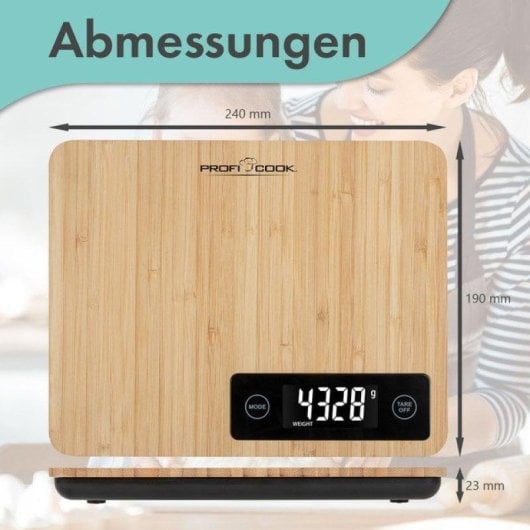 Küchenwaage ProfiCook KW1271 Bambus 5 kg LCD Tara Abschaltautomatik