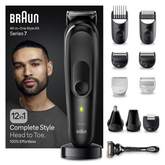 Cortadora de cabelo Braun MGK7460 sem fios Black resistente à água