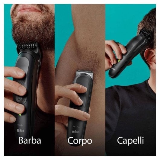 Aparador Multifunções Braun MGK7460 Recarregável 100 min A Seco e Molhado 6 Pentes