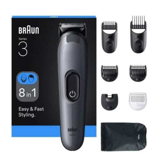 Aparador Multifunções Facial Braun AIO3540 Series 3 Recarregável 50min 14 Ajustes 6 Pentes