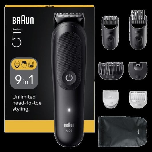 Tondeuse Braun AIO5540 Lame Acier Baterie 120min 14 Réglages Waterproof