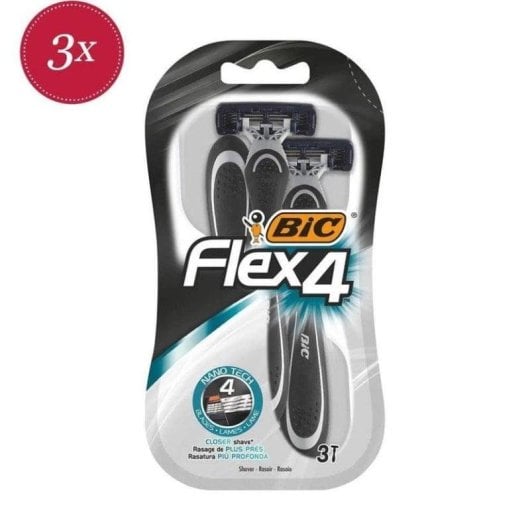 Máquina de Barbear Facial Bic Flex 4 Manual 4 Lâminas