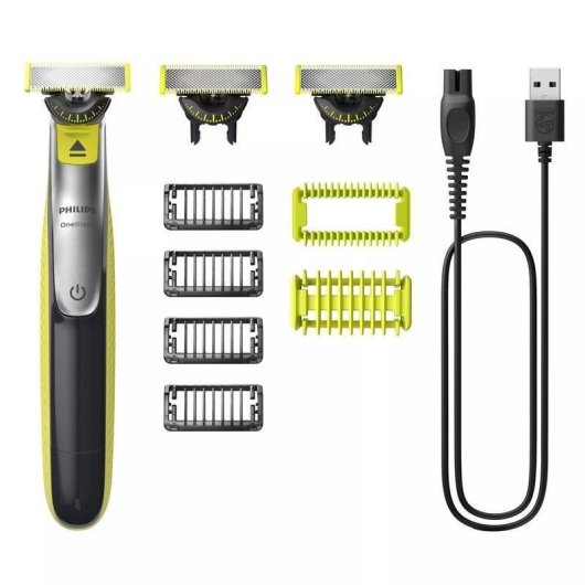 Rasoir Multifonction Philips OneBlade 360 QP2834/31 Sans Fil 60min Sec et Mouillé 4 Réglages Sabots Lame 360°