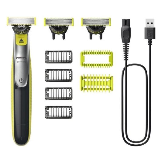 Rasoir Multifonction Philips OneBlade 360 QP2834/31 Sans Fil 60min Sec et Mouillé 4 Réglages Sabots Lame 360°