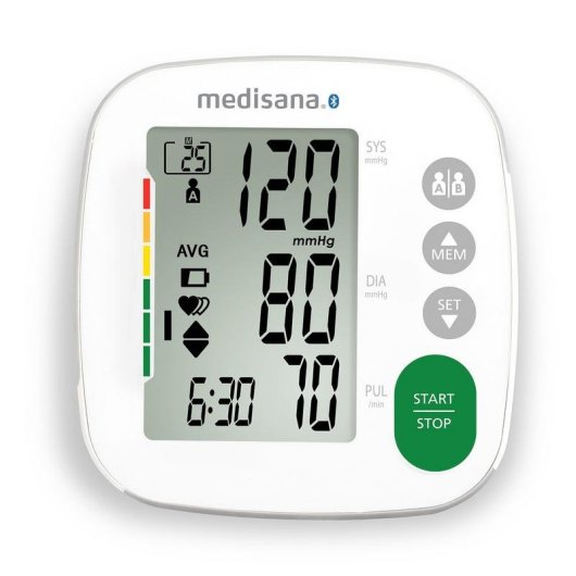 Tensiómetro Medisana BU A52 connect medición precisa Bluetooth pantalla XL