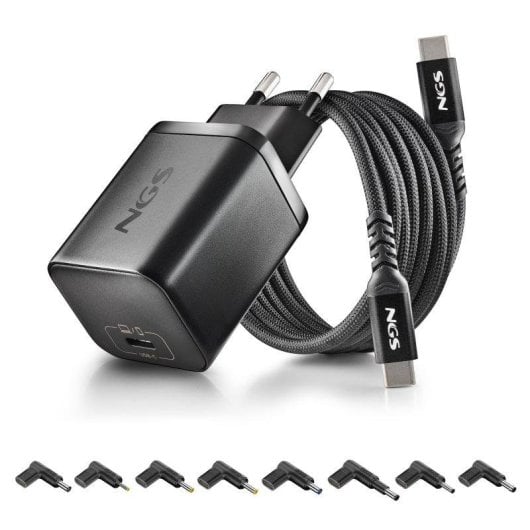 Caricabatterie NGS BUD 65W-AS GaN USB-C con Cavo 1,5 m e 8 Connettori ASUS