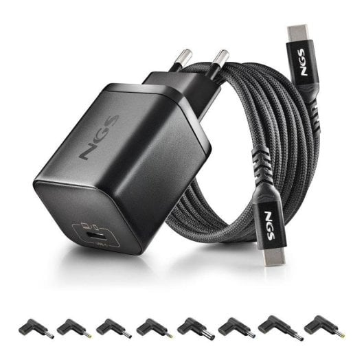 Caricabatterie NGS BUD 65W-H GaN 65W USB-C Cavo 1,5 m 8 Connettori DC HP