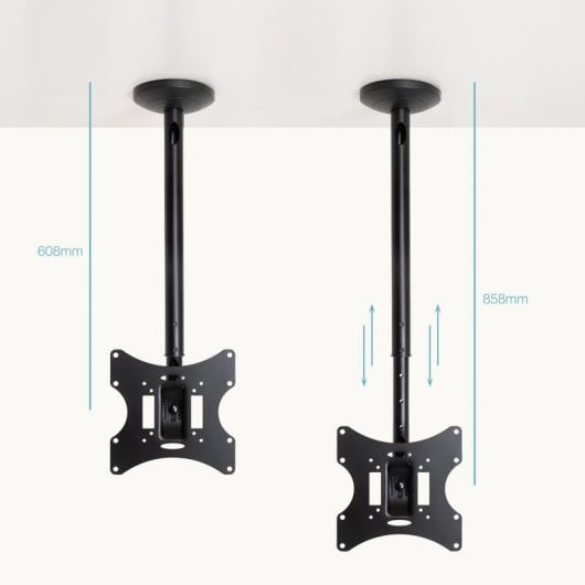 Support plafond TooQ LPCE2301TSLI-B 23-42" acier, hauteur réglable, noir