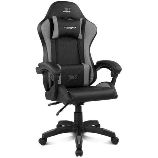 Silla Drift DR35 Diseño Exclusivo Gaming Negra y Gris respaldo reclinable cojines lumbar y cervical