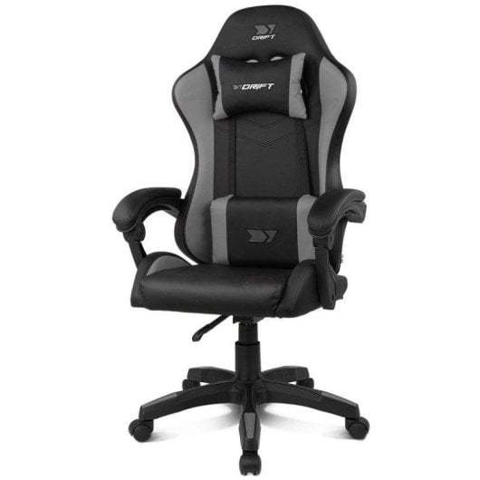 Silla Drift DR35 Diseño Exclusivo Gaming Negra y Gris respaldo reclinable cojines lumbar y cervical