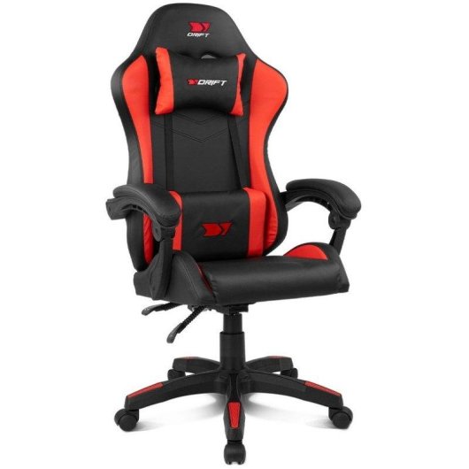 Silla Drift DR35 Diseño Exclusivo Gaming Negra/Roja respaldo reclinable cojines lumbar y cervical