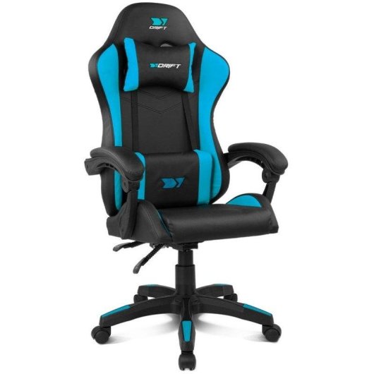 Silla Drift DR35 Diseño Exclusivo Gaming Negra/Azul respaldo reclinable cojines lumbar y cervical