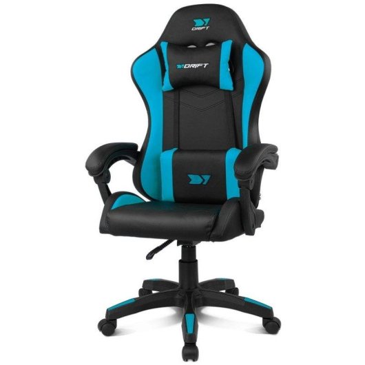 Silla Drift DR35 Diseño Exclusivo Gaming Negra/Azul respaldo reclinable cojines lumbar y cervical