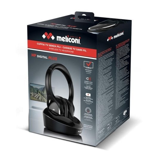 Auriculares Meliconi HP DIGITAL PLUS Inalámbricos e com cabo para TV com Cancelamento de Ruído, Preto