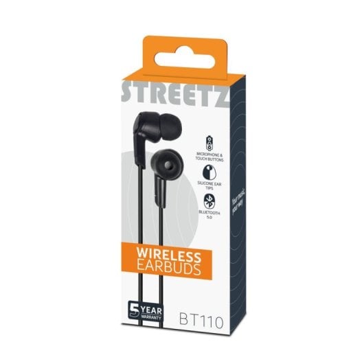 Auricolari Streetz HL-BT301 wireless Bluetooth per chiamate e musica colore nero