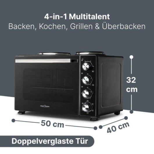 Forno elettrico ProfiCook PC-KK 1302 32 L Nero con doppia piastra e girarrosto