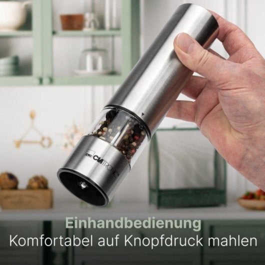 Mahlwerk Gewürzmühle Clatronic PSM 3004 N Edelstahl Keramik-Licht Einhandbedienung