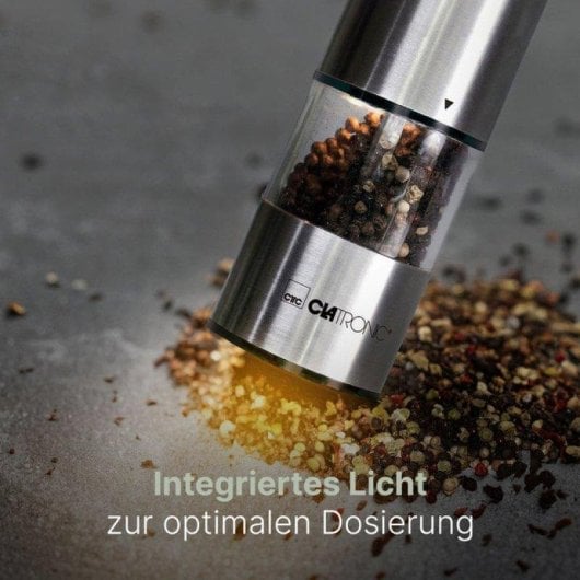 Mahlwerk Gewürzmühle Clatronic PSM 3004 N Edelstahl Keramik-Licht Einhandbedienung