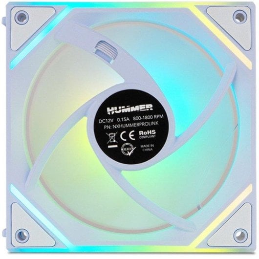Ventilador suplementario NOX Hummer PRO LINK 120mm 1800RPM ARGB Magnetisch PWM Weiß