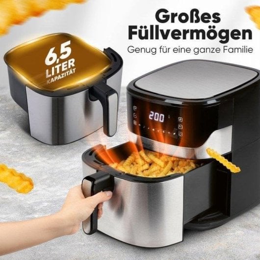 Heißluftfritteuse ProfiCook FR 1294 H 6,5L 1600W Edelstahl 8 Programme