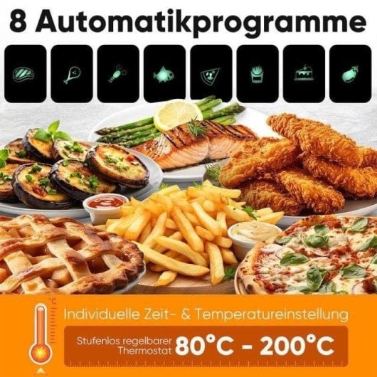 Heißluftfritteuse ProfiCook FR 1294 H 6,5L 1600W Edelstahl 8 Programme