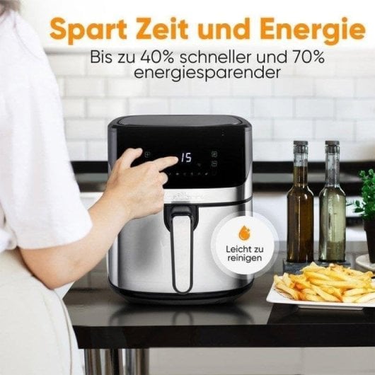 Heißluftfritteuse ProfiCook FR 1294 H 6,5L 1600W Edelstahl 8 Programme