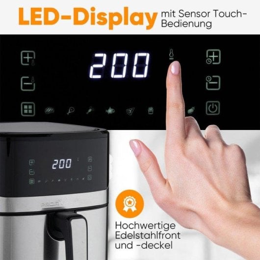 Freidora de ar ProfiCook PC-FR 1294 H 6,5L 1600W inox visor LED 8 programas