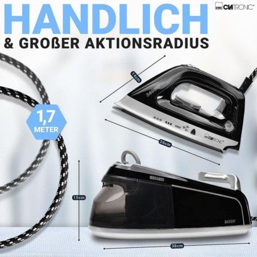 Dampfbügelstation Clatronic DBS 3749 2400W Keramiksohle 3,5 bar 1,2L Schwarz