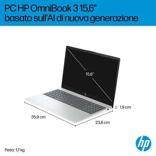 Portatile HP OmniBook 3 15,6" AMD Ryzen AI 5 330 24GB 1TB SSD Radeon 820M Windows 11