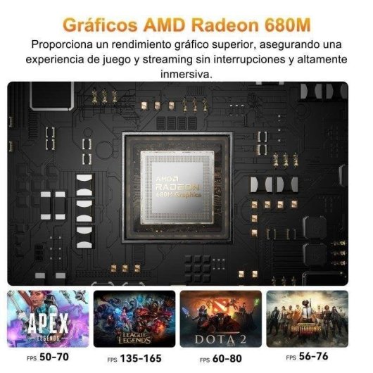 Mini PC GEEKOM A6 AMD Ryzen 7 6800 16GB 1TB SSD Radeon 680M Windows 11 Pro Metal