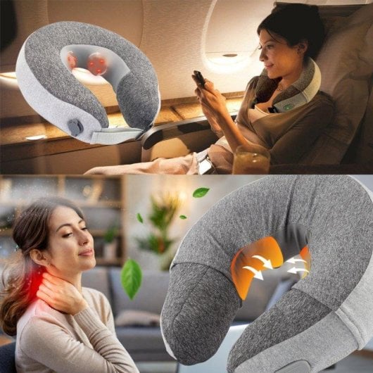 Masajeador Medivon Puffy inalámbrico gris ergonómico, shiatsu, función calor