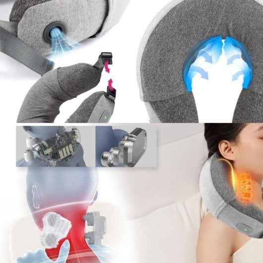 Masajeador Medivon Puffy inalámbrico gris ergonómico, shiatsu, función calor