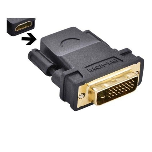Adaptador Ugreen DVI 24+1 para HDMI Fêmea Ouro 24K Preto