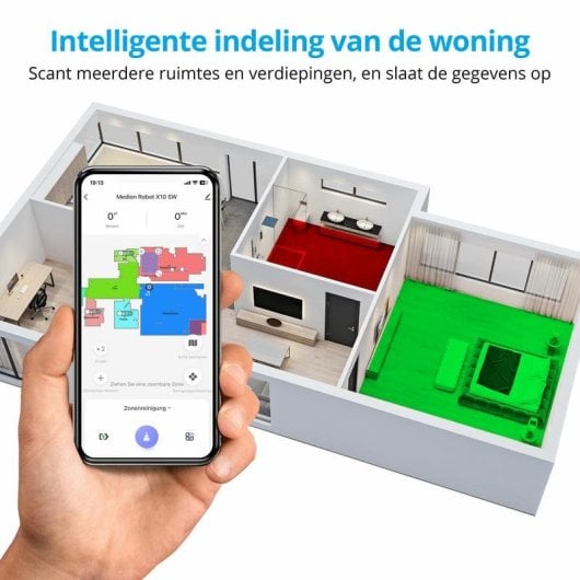 Saugroboter mit Wischfunktion MEDION X10 SW Navigationsklasse Laser 2.700 Pa Mit Kamera Sprachsteuerung
