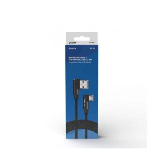 Câble USB réversible Savio CL-162 Micro USB-A 2m Charge rapide 2.4A